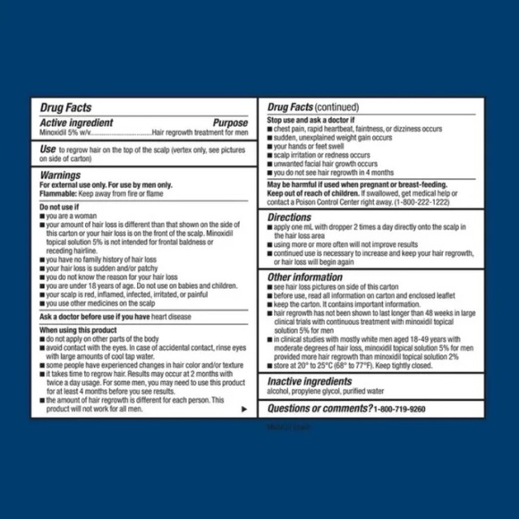 Equate Minoxidil Topical Solution USP, 5 Percent, Extra Strength, 90 Day Liquid, - Picture 5 of 6